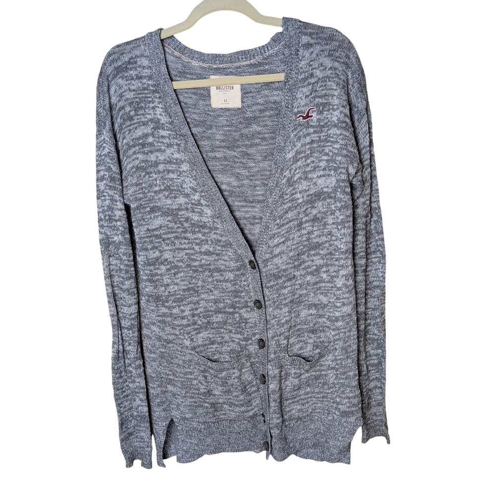 Hollister‎ Women's XS Button Up Cardigan Gray Marled Knit Casual Layering